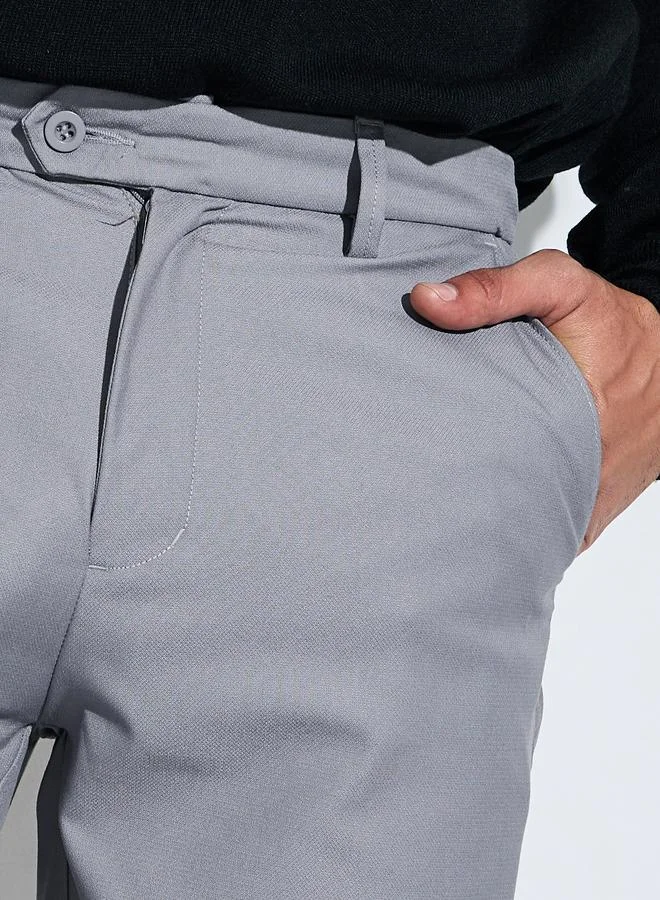 Styli  Grey Solid Regular Fit Trousers for Men | Best Price UAE