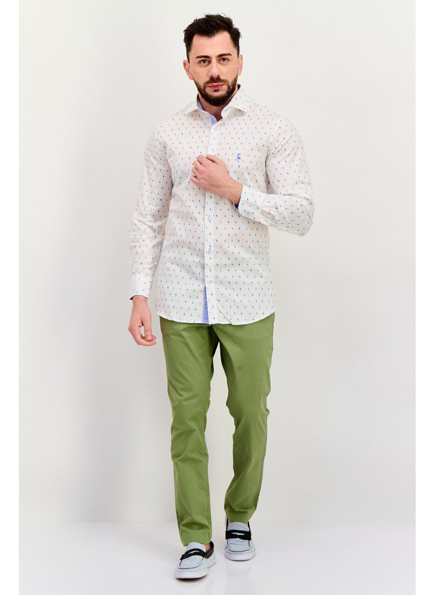 Tailorbyrd - Men Regular Fit  Allover Print Long Sleeves Casual Shirt, White Combo - Image 1