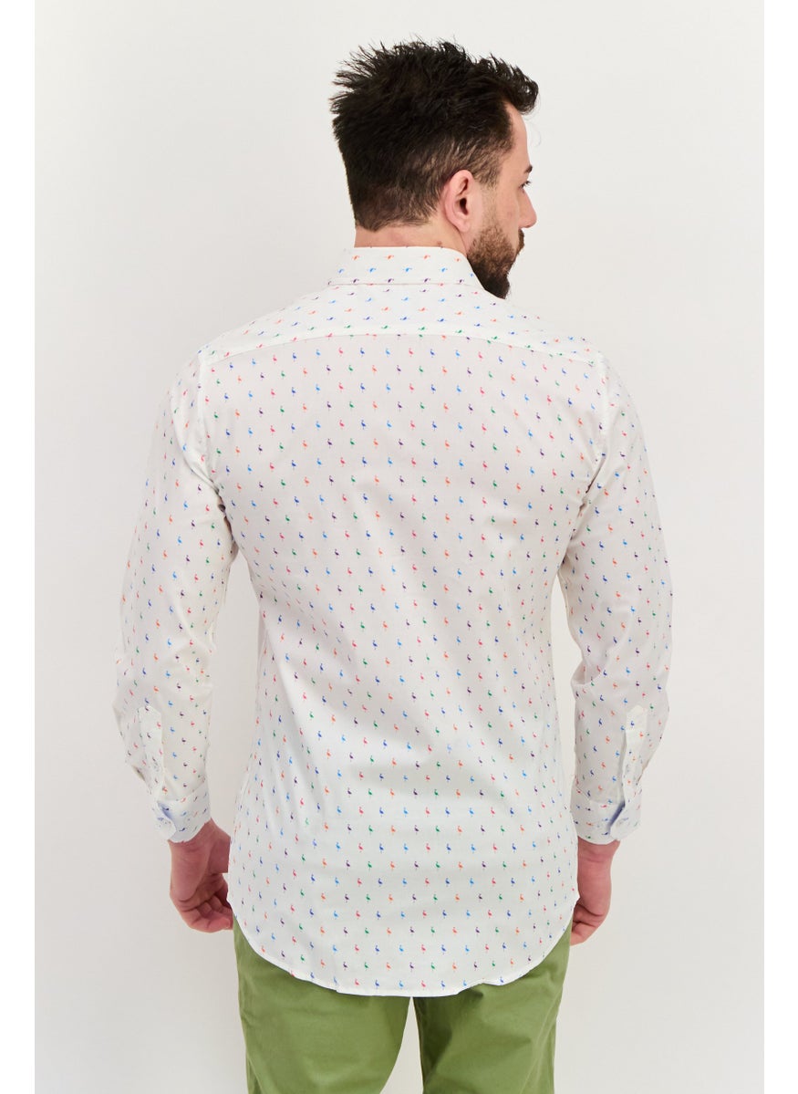 Tailorbyrd - Men Regular Fit  Allover Print Long Sleeves Casual Shirt, White Combo - Image 1