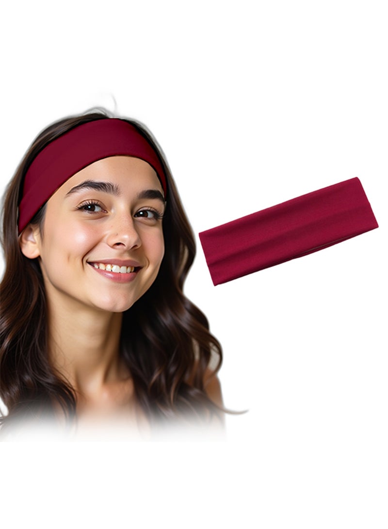 شريط راس عريض للغاية 7 سم سادة قابل للتمدد للجنسين عصابة راس ناعمة لليوجا (نبيتي) - Image 1