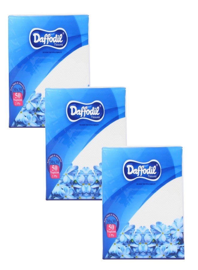 DAFFODIL 2Ply Tissue Paper Napkins -3 Packs, (50pcs per pack, 150pcs) Soft Tissue Paper, High Absorbent Paper Napkin, Perfect for Daily Use, Parties, and Dining Essentials - Image 1