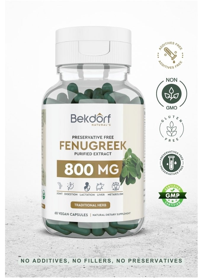 Bekdorf Fenugreek Purified Extract Support Lactation, Diabetes And Heart Health- 60 Vegan Capsules  - Image 2
