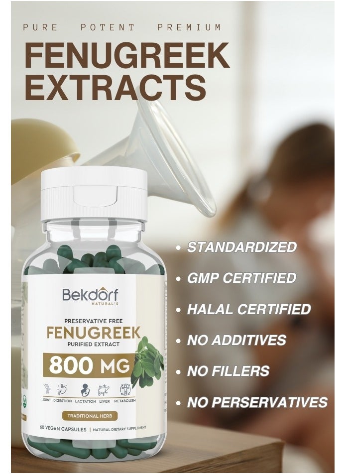 Bekdorf Fenugreek Purified Extract Support Lactation, Diabetes And Heart Health- 60 Vegan Capsules  - Image 3