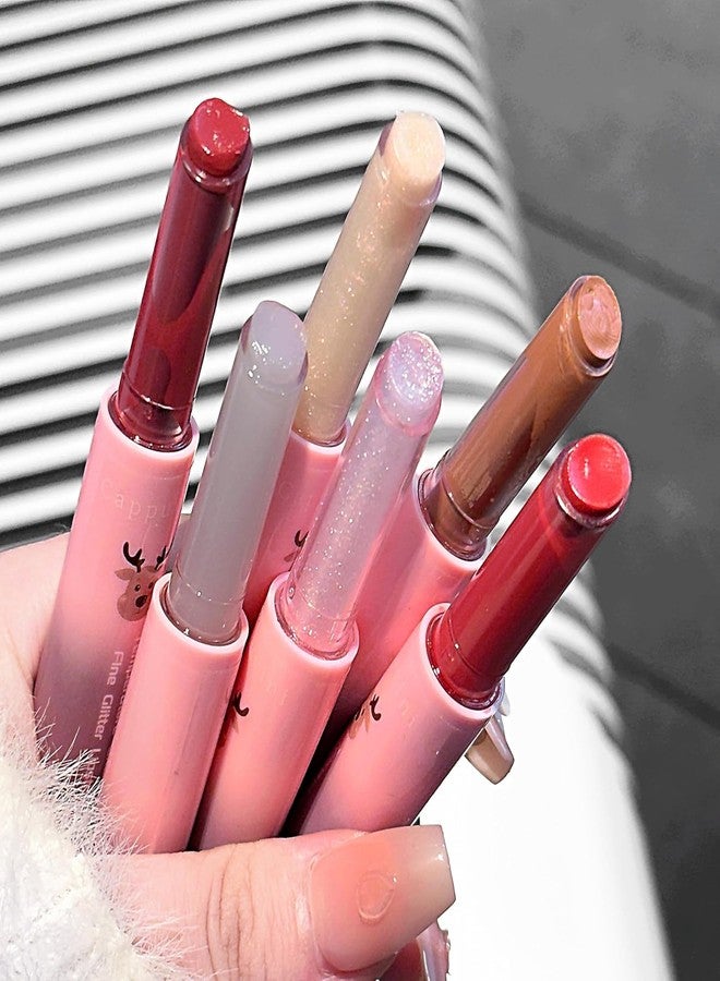 Cappuvini Temperature Changing Fine Glitter Lipstick | Light Texture with Sparkle | Sensitive Color Changing Technology | Pigmented Shades Baby Pink Rose Tide Peach Nude | Non-Greasy Moist Submissive Feel | Reindeer Design Tubes for Girls Teens Beauty Makeup Lovers (05# Pure Desire White Peach, 1.8g) - Image 1