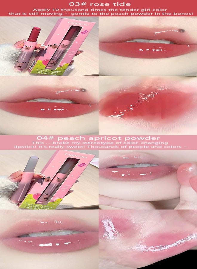 Cappuvini Temperature Changing Fine Glitter Lipstick | Light Texture with Sparkle | Sensitive Color Changing Technology | Pigmented Shades Baby Pink Rose Tide Peach Nude | Non-Greasy Moist Submissive Feel | Reindeer Design Tubes for Girls Teens Beauty Makeup Lovers (05# Pure Desire White Peach, 1.8g) - Image 4