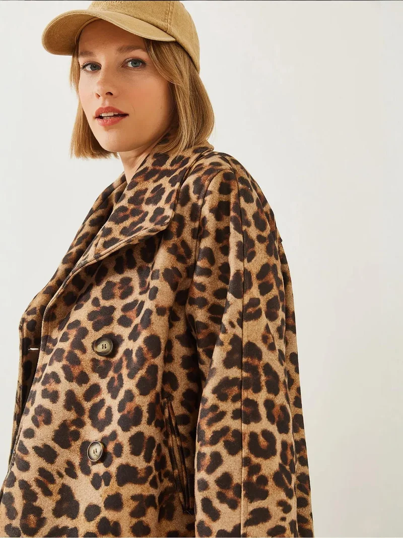 Bianco Lucci LUCCI Felt Shawl Collar Buttoned Coat