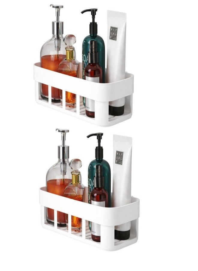 ZOCKRIX Wall Mounted Bathroom Storage Shelf Self Adhesive Plastic Organizer Rack for Shampoo Soap Toiletries (Pack of 2) - Image 1