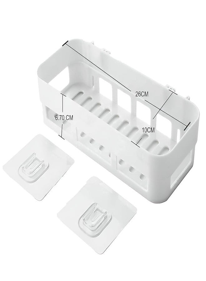 ZOCKRIX Wall Mounted Bathroom Storage Shelf Self Adhesive Plastic Organizer Rack for Shampoo Soap Toiletries (Pack of 2) - Image 2