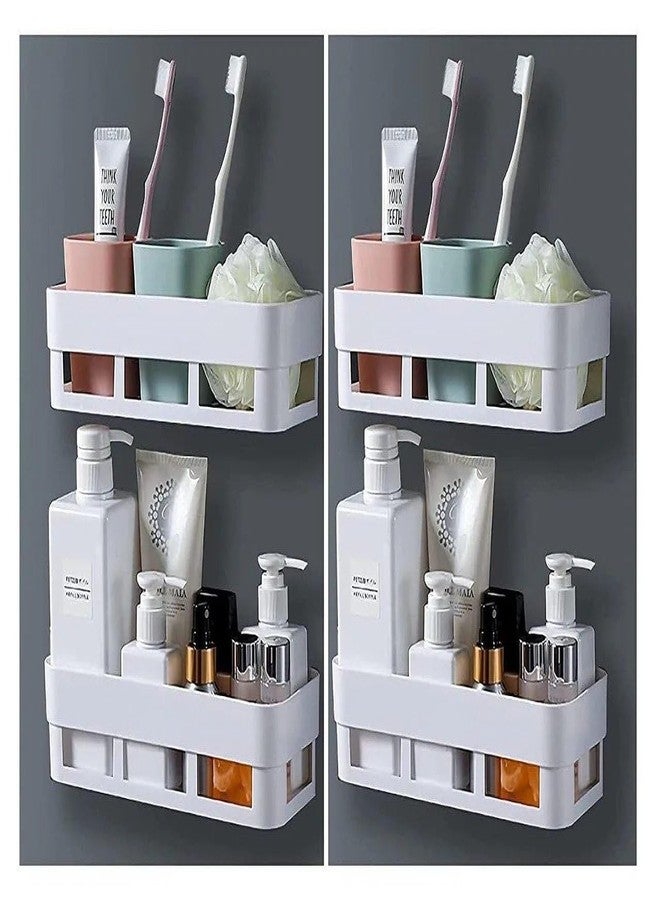 ZOCKRIX Wall Mounted Bathroom Storage Shelf Self Adhesive Plastic Organizer Rack for Shampoo Soap Toiletries (Pack of 2) - Image 5