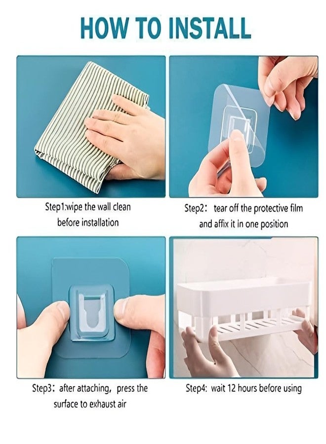 ZOCKRIX Wall Mounted Bathroom Storage Shelf Self Adhesive Plastic Organizer Rack for Shampoo Soap Toiletries (Pack of 2) - Image 4