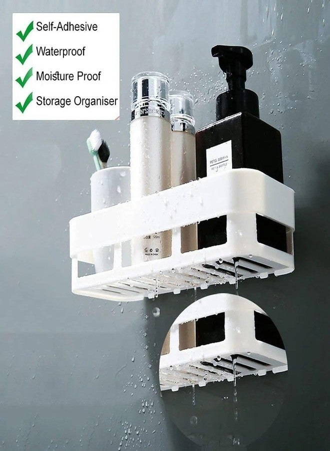 ZOCKRIX Wall Mounted Bathroom Storage Shelf Self Adhesive Plastic Organizer Rack for Shampoo Soap Toiletries (Pack of 2) - Image 3