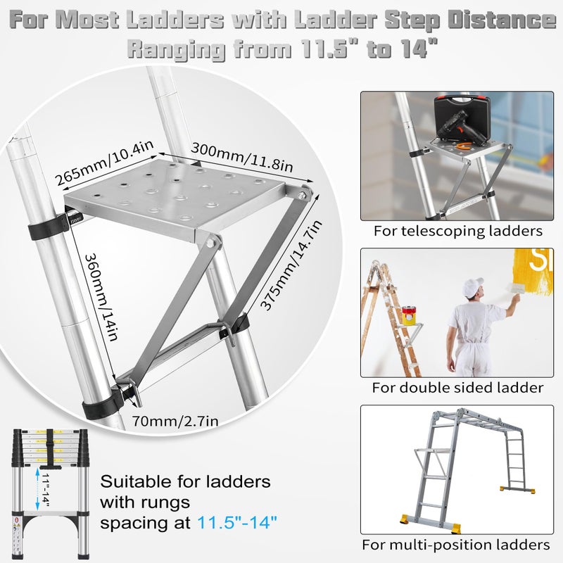 GQGP Ladder Platform Anti-Slip Ladder Work Platform Accessories for Stabilizer, Work Tray Attachment for Painters and Tools, Made of Premium Alloy Steel Holds 400 lbs - Image 2