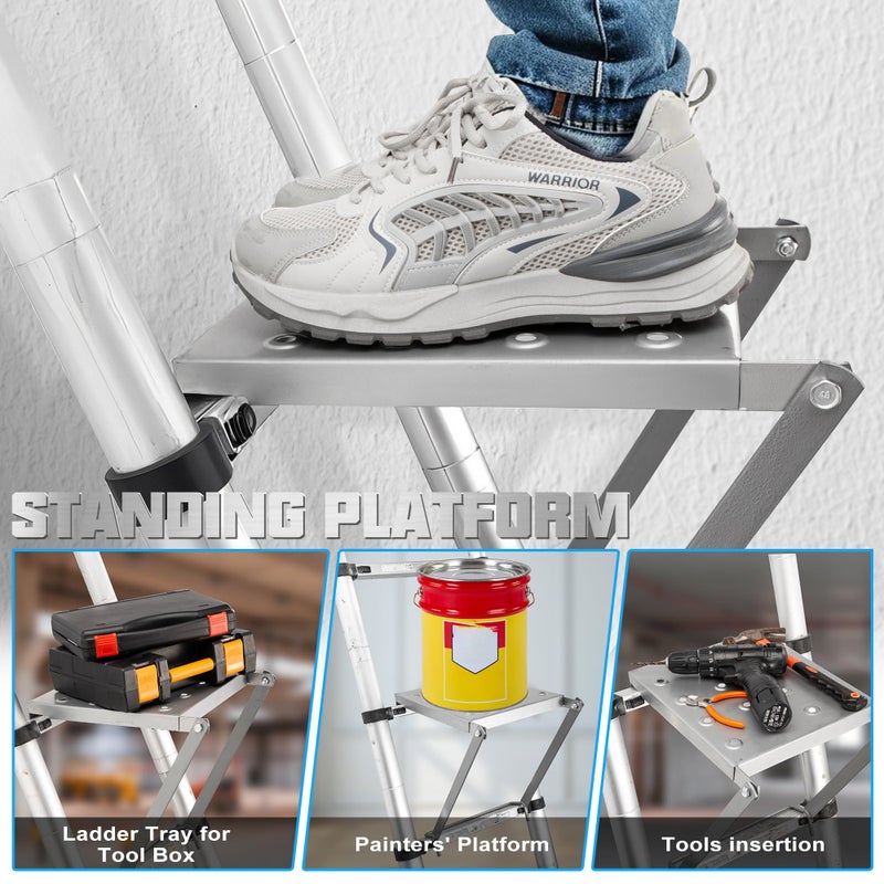 GQGP Ladder Platform Anti-Slip Ladder Work Platform Accessories for Stabilizer, Work Tray Attachment for Painters and Tools, Made of Premium Alloy Steel Holds 400 lbs - Image 4