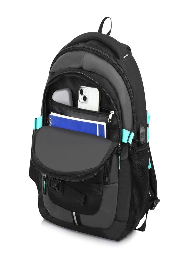 MUCHOVA Shoulder Laptop Backpack for Men & Women, Casual Travel Backpack for Boys & Girls, Medium Lightweight School Bookbag (Black Grey) - Image 5