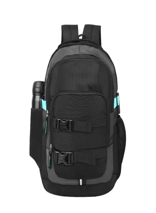 MUCHOVA Shoulder Laptop Backpack for Men & Women, Casual Travel Backpack for Boys & Girls, Medium Lightweight School Bookbag (Black Grey) - Image 1