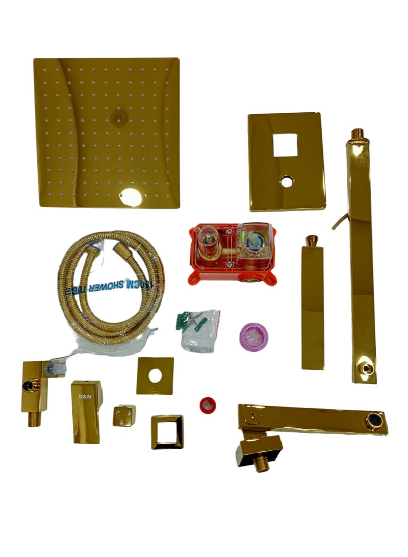 "Wall-Hanging Brass Rainfall Shower Mixer Set: Single Lever Concealed Shower System"  - Image 1