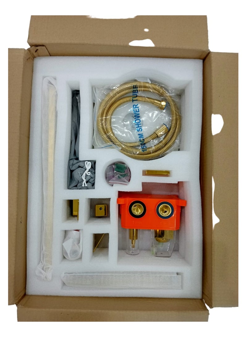 "Wall-Hanging Brass Rainfall Shower Mixer Set: Single Lever Concealed Shower System"  - Image 2