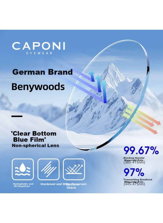 Caponi Anti-blue Light Gl For Women, Pure Titanium Ultra-light Frameless Gold Wire Flat Lenses, Anti-radiation Phone Protective Eyewear For Men, Non-prescriptio