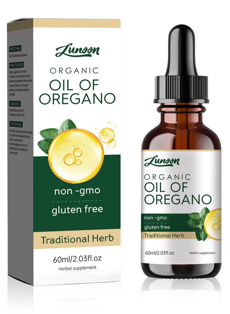 LUNOON Organic Oil of Oregano Seasonal Drops 60ml, Concentrated Plant Based Immune Support - Organic, Non-GMO, Vegan and Gluten Free Herbal Supplements - Image 1