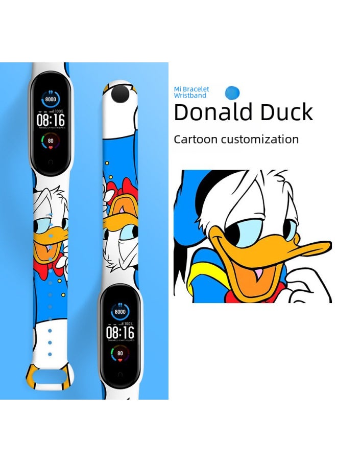 Generic - For Mi Band 9 Strap Mi Band 5/6/7/8 Strap Cartoon Printed Mi Band 3/4 Wristband-Color:White Broken Hook Nike-Specifications:M 7/6/5 - Image 1