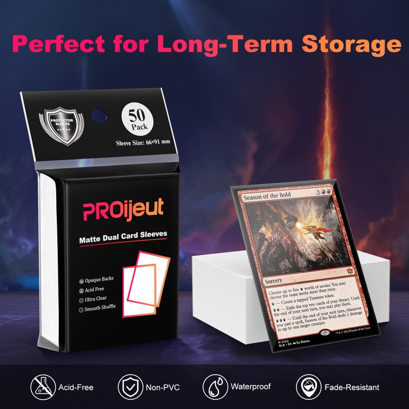 Proijeut 200 Pack Card Sleeves  Matte Dual Trading Card Sleeves With Opaque Back & Smooth Shuffle  Tear Resistant Card Protectors For Mtg  Tcg And Game Cards (Snow White) - Image 4