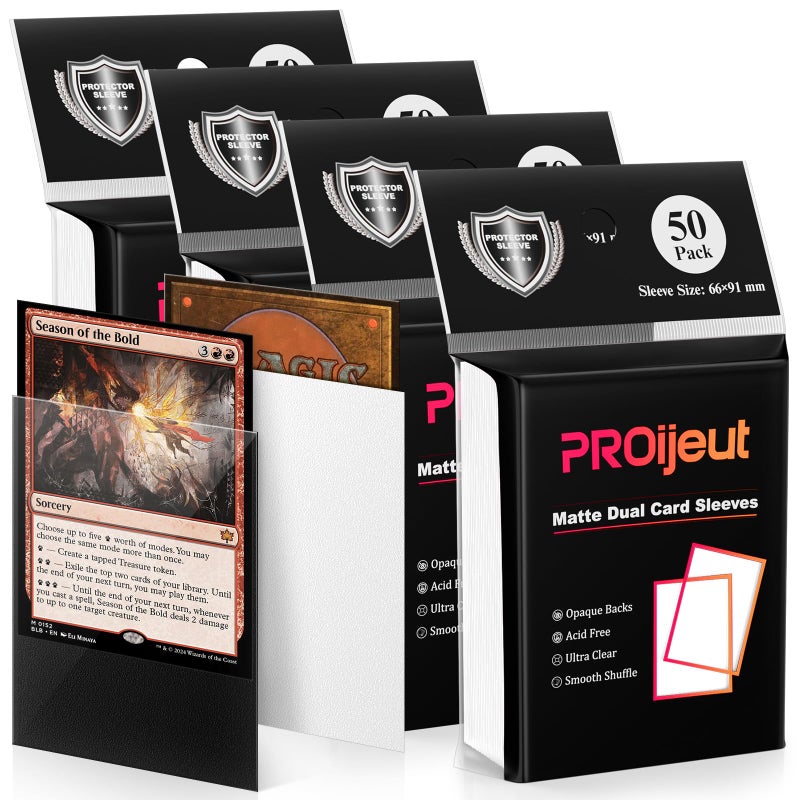 Proijeut 200 Pack Card Sleeves  Matte Dual Trading Card Sleeves With Opaque Back & Smooth Shuffle  Tear Resistant Card Protectors For Mtg  Tcg And Game Cards (Snow White) - Image 1