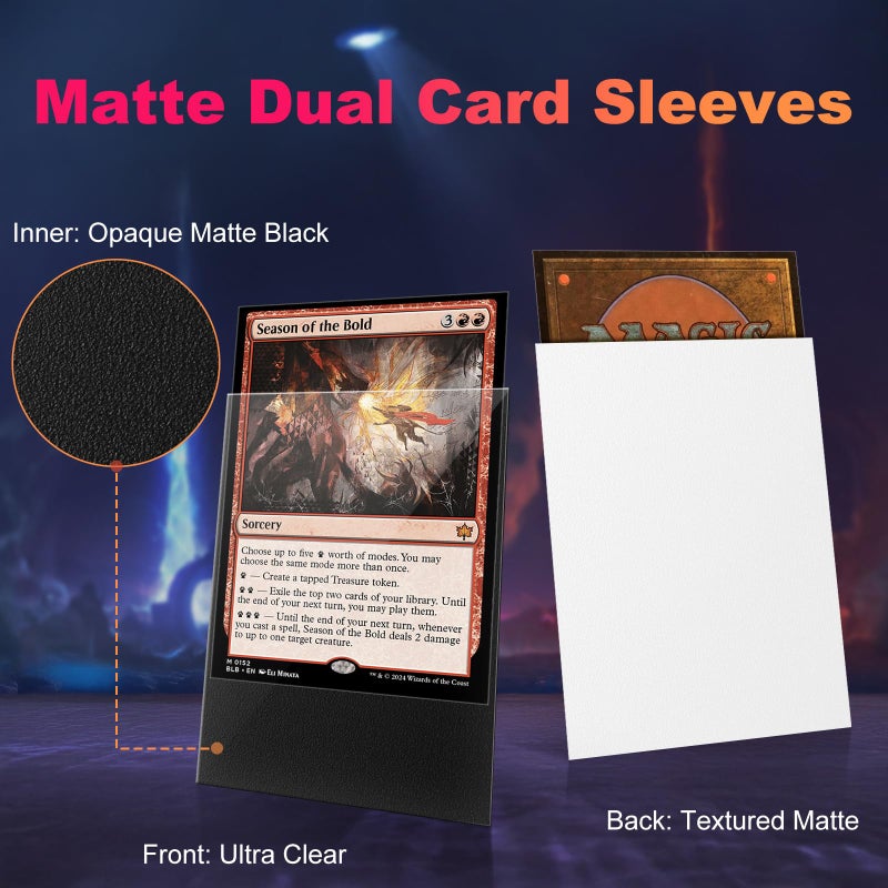 Proijeut 200 Pack Card Sleeves  Matte Dual Trading Card Sleeves With Opaque Back & Smooth Shuffle  Tear Resistant Card Protectors For Mtg  Tcg And Game Cards (Snow White) - Image 2