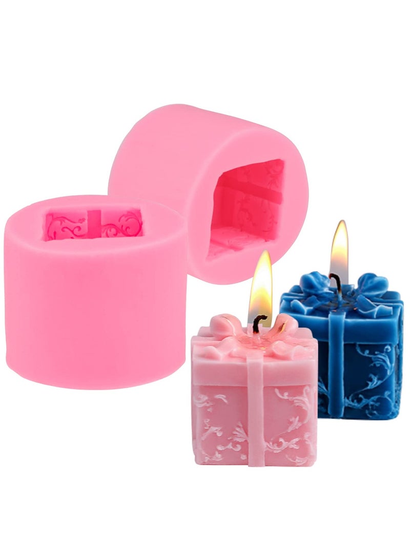 Zikra قوالب الشموع، 2 قطعة قوالب شمعة صندوق هدية ثلاثي الأبعاد قوالب سيليكون DIY لتزيين الحفلات هدايا يدوية الصنع لحفلات أعياد الميلاد تزيين حفلات المنزل - Image 1