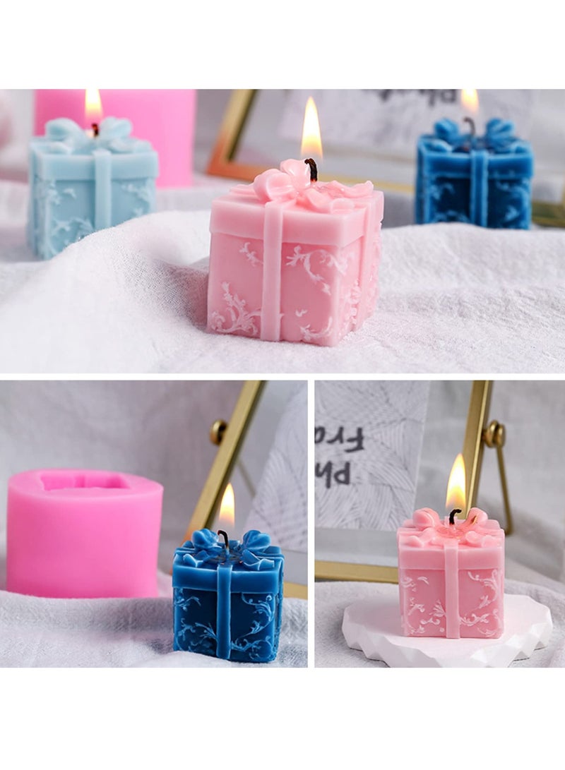 Zikra قوالب الشموع، 2 قطعة قوالب شمعة صندوق هدية ثلاثي الأبعاد قوالب سيليكون DIY لتزيين الحفلات هدايا يدوية الصنع لحفلات أعياد الميلاد تزيين حفلات المنزل - Image 5