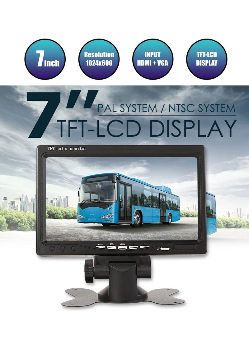 7 inch LCD Monitor Small LCD Monitor HD AV/VGA/HDMI Input Compatiable - Image 2