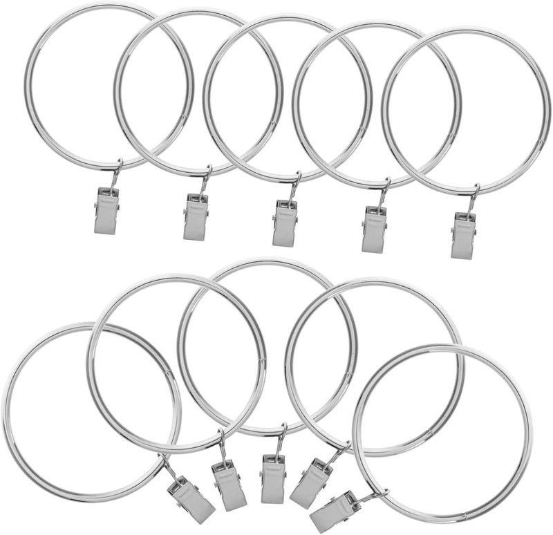 Silver Rust Resistant Heavy Duty Shower Curtain Clips 10 Pack - Image 1