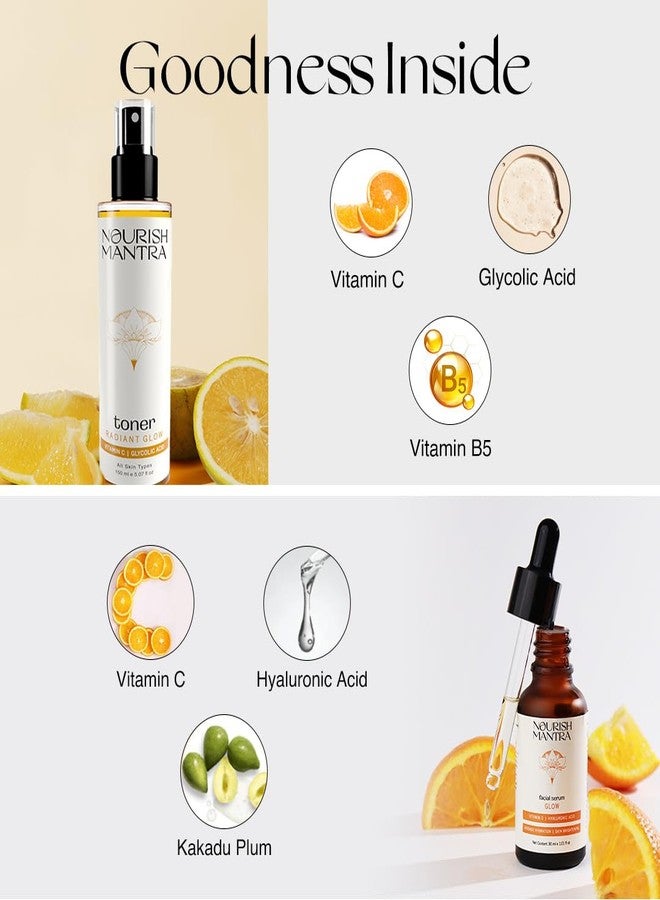 نوريش مانترا تونر نورش مانترا لتفتيح البشرة (150 مل) وسيروم التفتيح (30 مل) / تونر للوجه لشد المسام ومنح البشرة إشراقة / سيروم للوجه لعلاج بهتان البشرة وتعزيز إشراقتها - Image 4