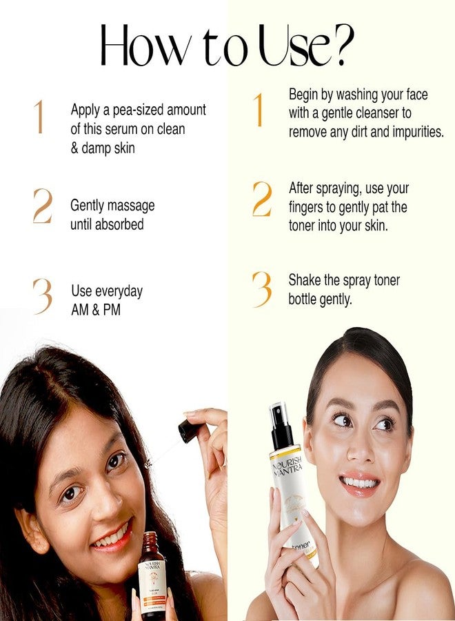 نوريش مانترا تونر نورش مانترا لتفتيح البشرة (150 مل) وسيروم التفتيح (30 مل) / تونر للوجه لشد المسام ومنح البشرة إشراقة / سيروم للوجه لعلاج بهتان البشرة وتعزيز إشراقتها - Image 5