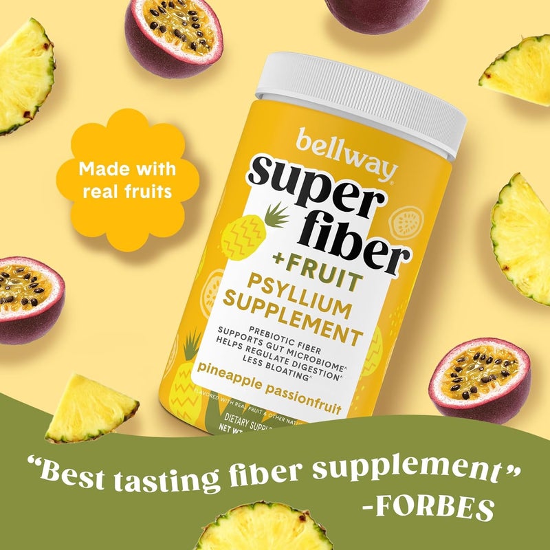 Bellway Super Fiber Powder  Fruit Sugar Free Organic Psyllium Husk Powder Fiber Supplement for Regularity Bloating Relief  Digestive Health PlantBased Pineapple Passion Fruit 50 Servings - Image 2