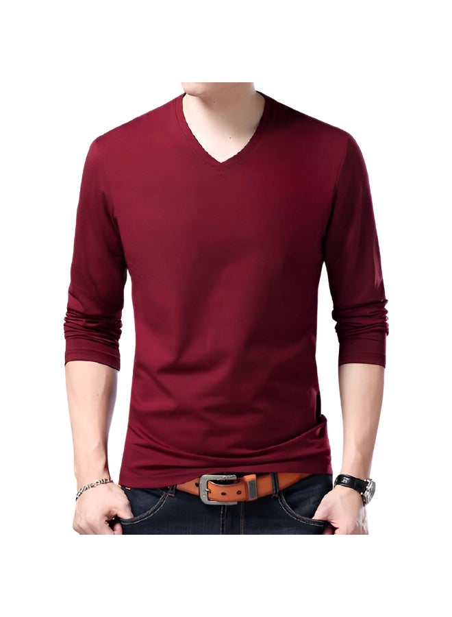 FIVESTYLE Maroon V-Neck T-Shirt for Men - Image 1
