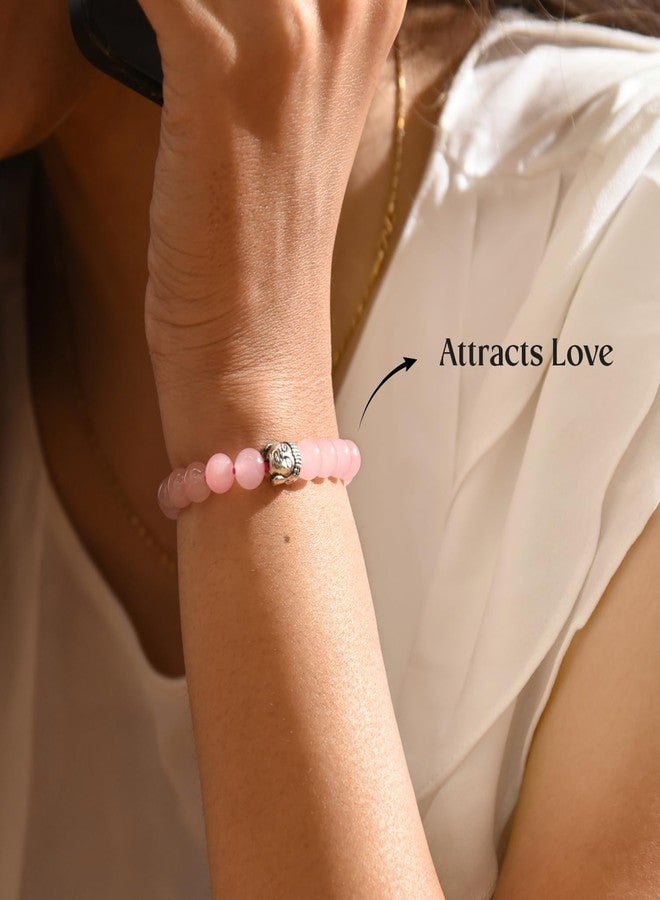 Astrotalk Rose Quartz Bracelet with Buddha Charm | Promotes Love, Healing & Inner Peace | Healing Astrology Bracelet for Women | Certificate of Authenticity - Image 3