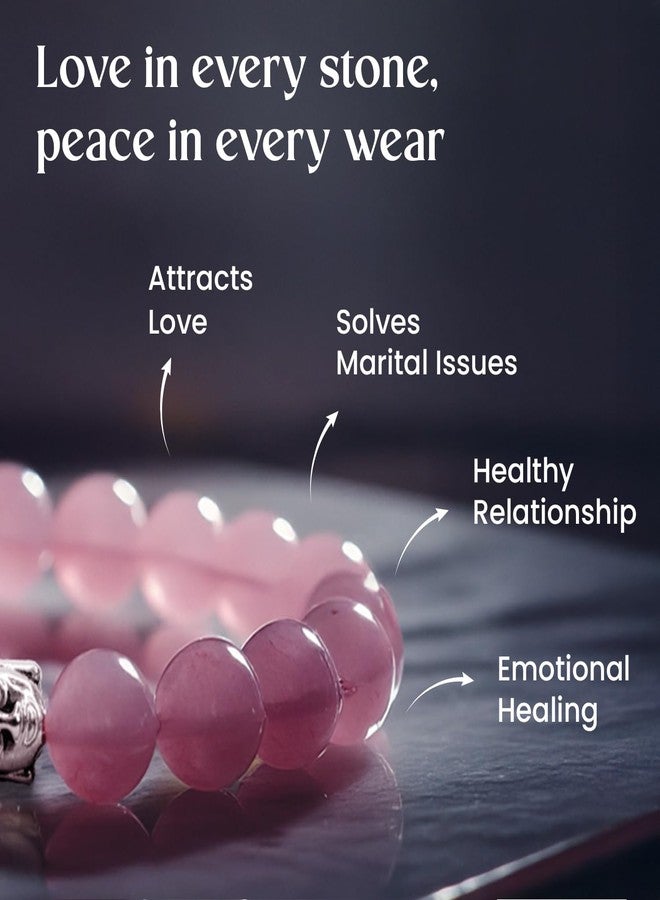 Astrotalk Rose Quartz Bracelet with Buddha Charm | Promotes Love, Healing & Inner Peace | Healing Astrology Bracelet for Women | Certificate of Authenticity - Image 2