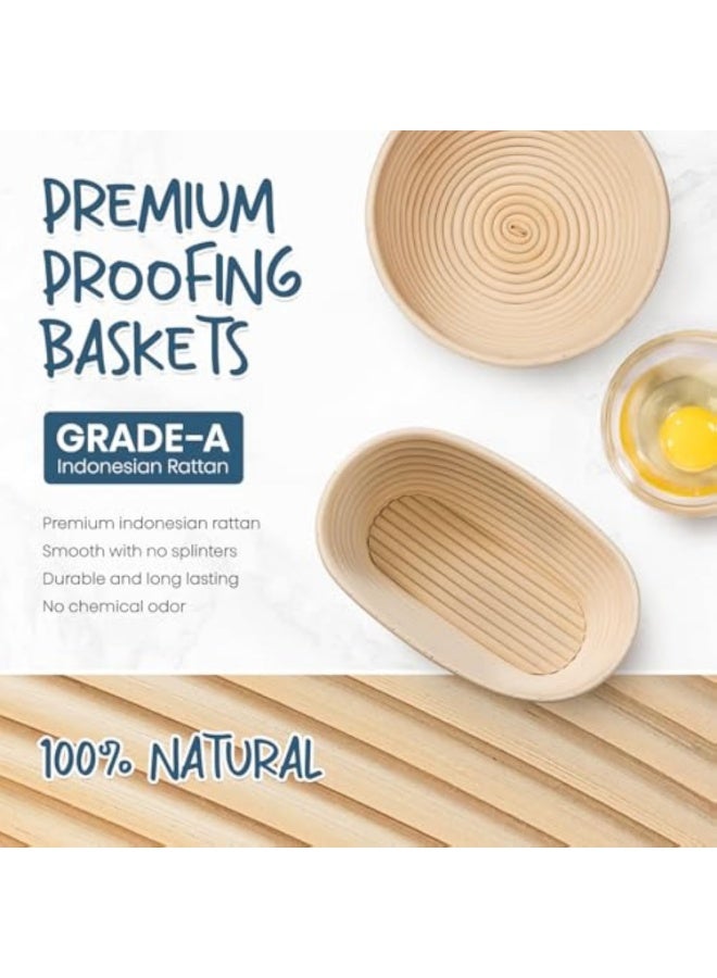 YelaJoy Bread Banneton Proofing Basket Set, 9 Inch Round and 10 Inch Oval Cane Sourdough Baskets with Dough Whisk, Bread Lame Dough Scraper Bowl, Scraper Silicone Brush, Sourdough Bread Baking Supplies - Image 2