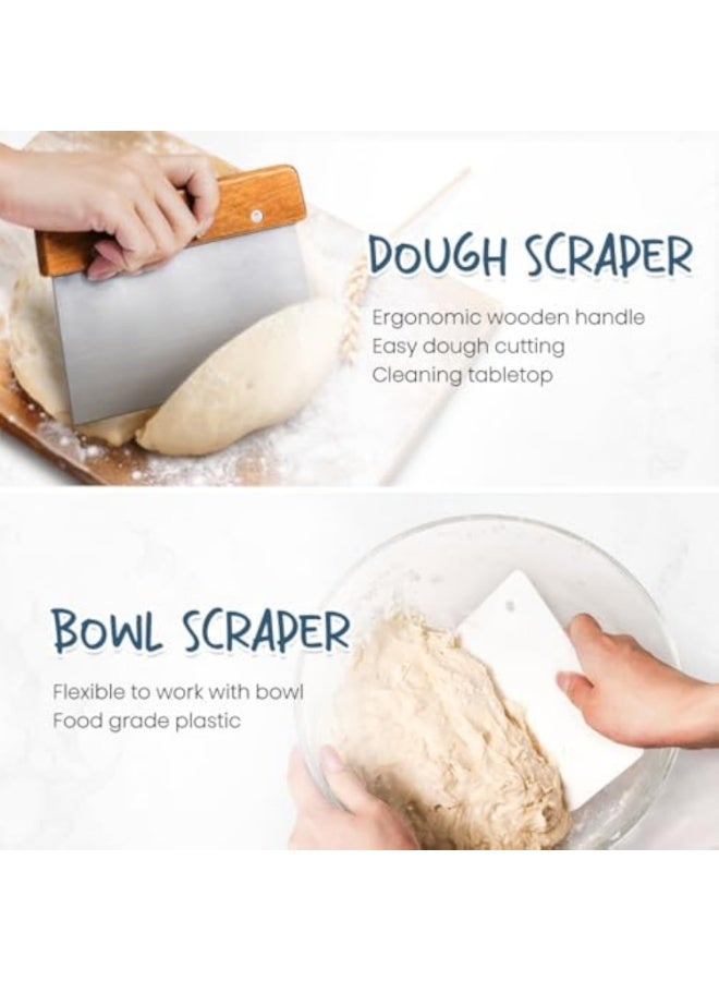 YelaJoy Bread Banneton Proofing Basket Set, 9 Inch Round and 10 Inch Oval Cane Sourdough Baskets with Dough Whisk, Bread Lame Dough Scraper Bowl, Scraper Silicone Brush, Sourdough Bread Baking Supplies - Image 5