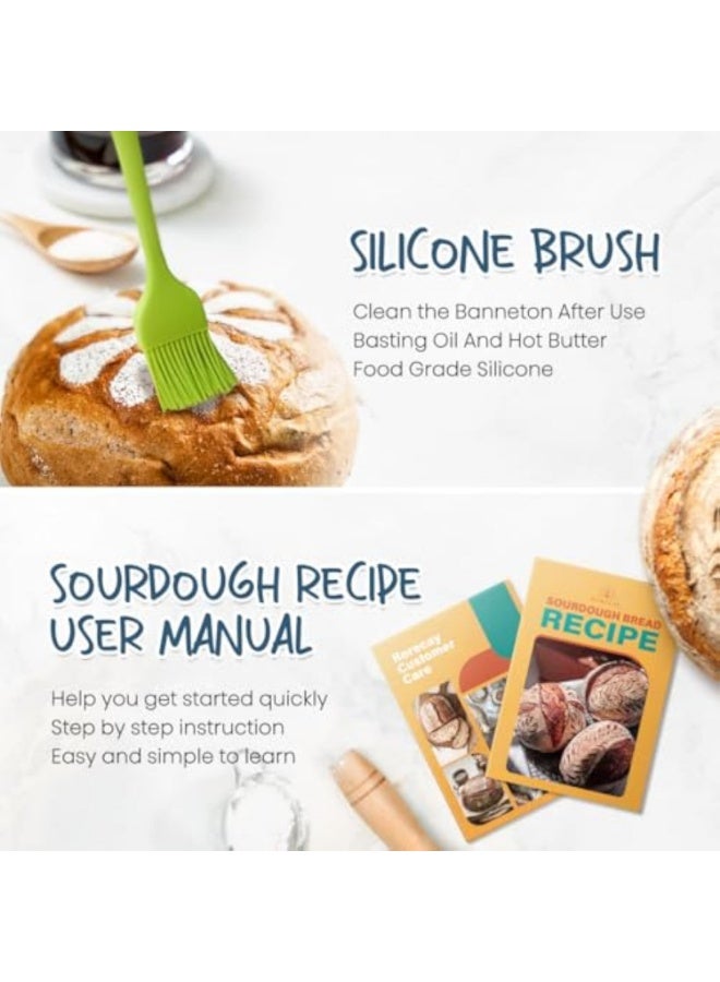 YelaJoy Bread Banneton Proofing Basket Set, 9 Inch Round and 10 Inch Oval Cane Sourdough Baskets with Dough Whisk, Bread Lame Dough Scraper Bowl, Scraper Silicone Brush, Sourdough Bread Baking Supplies - Image 3