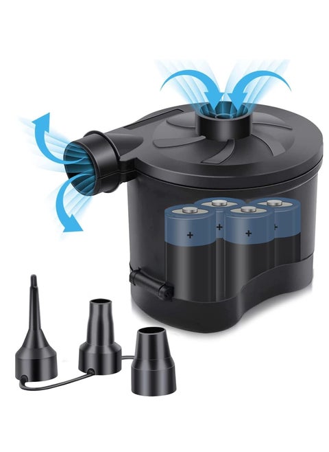 Electric Air Pump Powered for Inflatables Inflator Deflator with 3 Sizes Nozzles Airbed Mattress Swimming Pool(4D Battery Not Included)