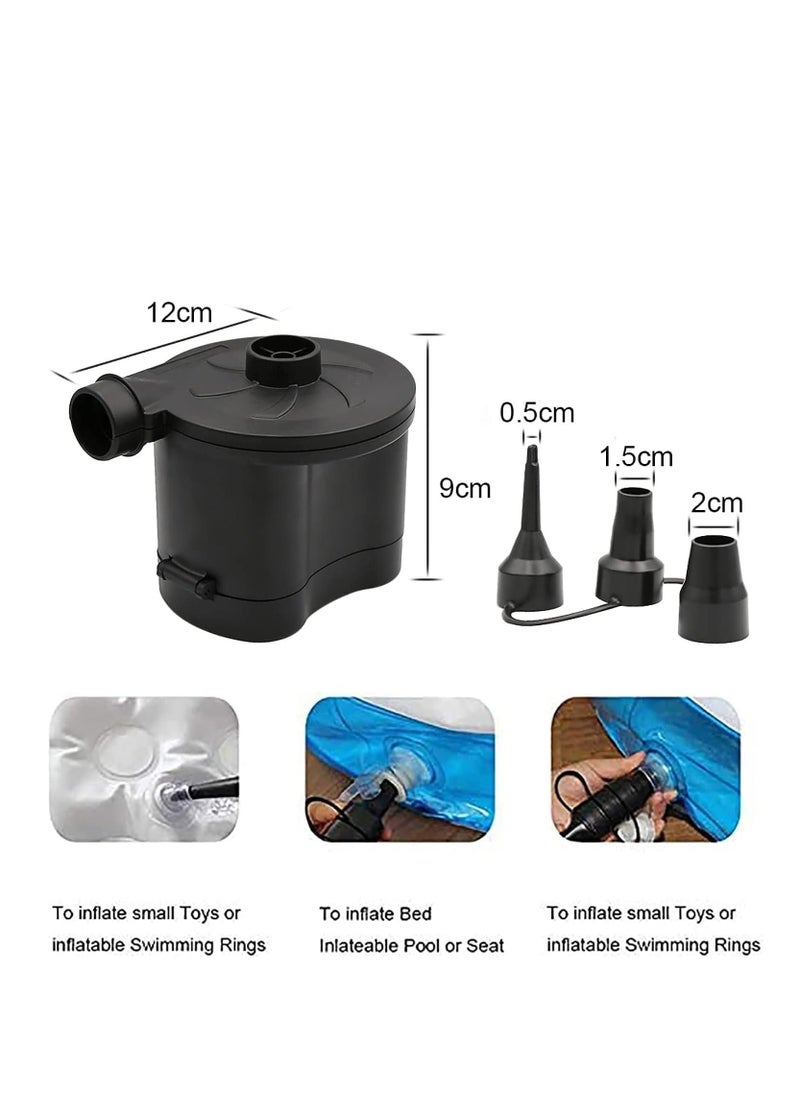 Electric Air Pump Powered for Inflatables Inflator Deflator with 3 Sizes Nozzles Airbed Mattress Swimming Pool(4D Battery Not Included)