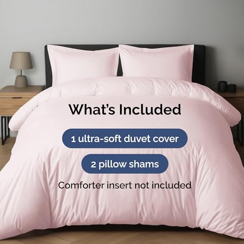 CGK Unlimited Duvet Cover King Size Set Extra Soft King Duvet Cover 104 x 90 with 2 Pillow Shams Hotel Luxury Easy Care Fade Free with Zipper Closures Ties Comfy Cozy and Breathable Lavender Pink - Image 3