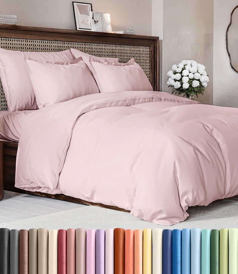 CGK Unlimited Duvet Cover King Size Set Extra Soft King Duvet Cover 104 x 90 with 2 Pillow Shams Hotel Luxury Easy Care Fade Free with Zipper Closures Ties Comfy Cozy and Breathable Lavender Pink - Image 2
