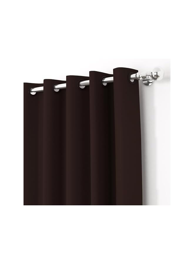 The Bros Blackout Window Curtains, for Living/Bedroom. Premium Faux Silk, Rich Polyester. Light Blocking, Thermal Insulation, Noise Reduction. Grommet. Brown, 2 Panels, 152cm/5ft - Image 2