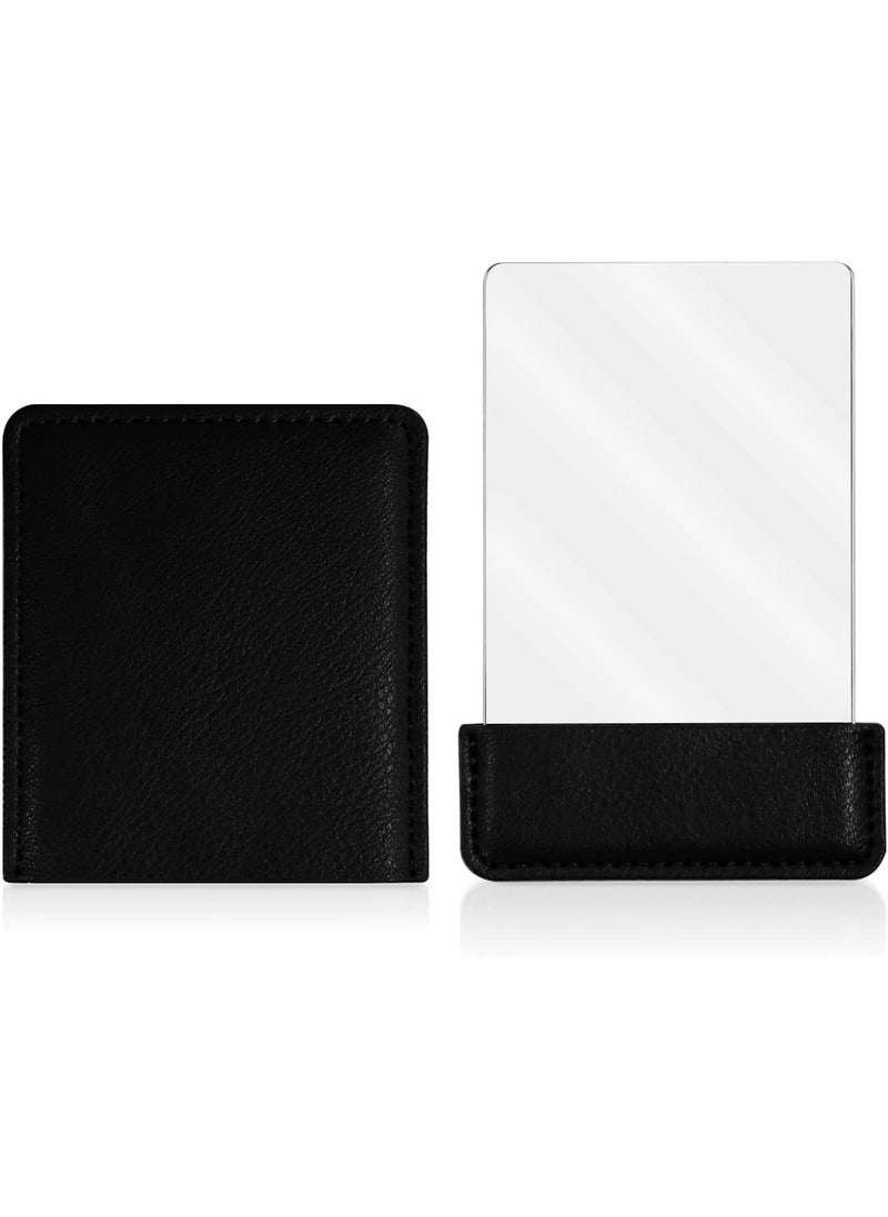 BangBoom Portable Travel Mirror with Protective Cover, Stainless Steel Mirror Compact Ultra Thin, Rectangle Makeup Vanity Mirror Small, Handheld Mirror for Women, Girl, Purses, Pocket (Black) 