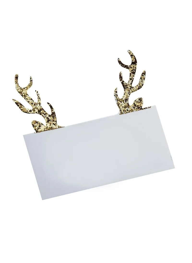 Ginger Ray Gold Glitter Antler Shaped Christmas Place Cards