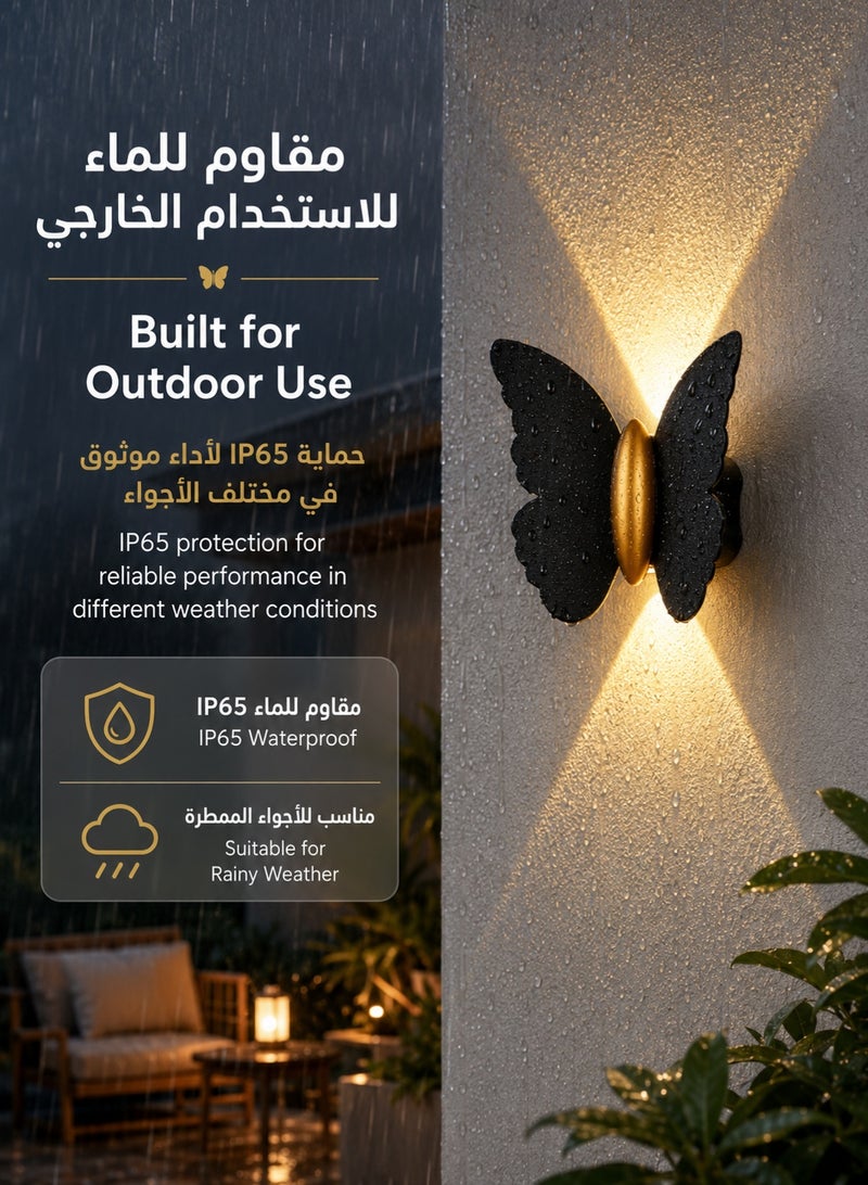 اوليو مصباح حائط شمسي بتصميم فراشة – مقاوم للماء IP65 – ألومنيوم – إضاءة دافئة 3000K – إضاءة جدارية خارجية للحديقة والشرفة والسلالم بدون أسلاك - Image 4