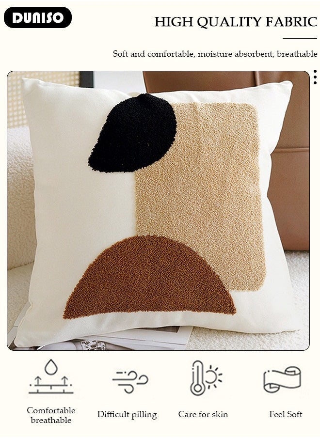 DUNISO Colorful Boho Throw Pillow Covers 18x18 inch Tufted Modern Abstract Line Art Pillows for Sofa Couch Bedroom Living Room Aesthetic Fall Decorative Square Cushion Case Pillow Cases  - Image 2