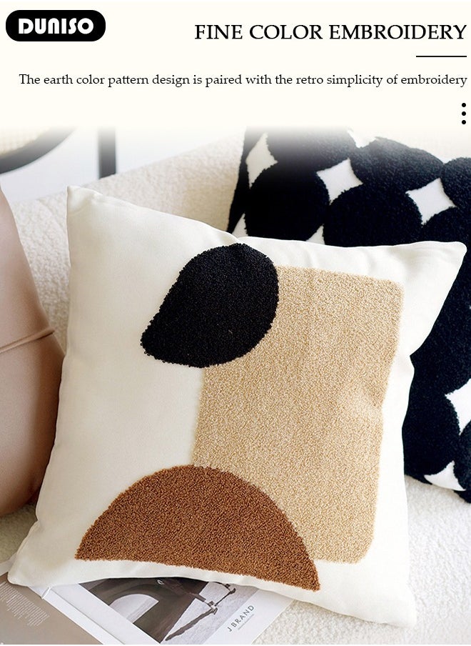 DUNISO Colorful Boho Throw Pillow Covers 18x18 inch Tufted Modern Abstract Line Art Pillows for Sofa Couch Bedroom Living Room Aesthetic Fall Decorative Square Cushion Case Pillow Cases  - Image 3